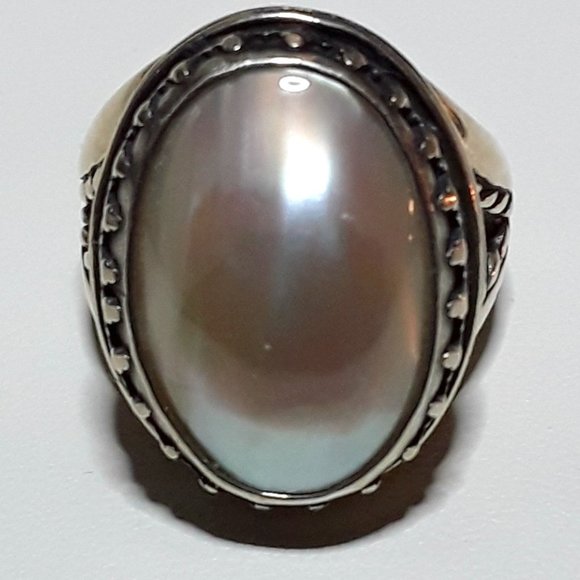Sterling CAROLYN POLLACK Southwestern MOP Ring 7.5 - Picture 2 of 6